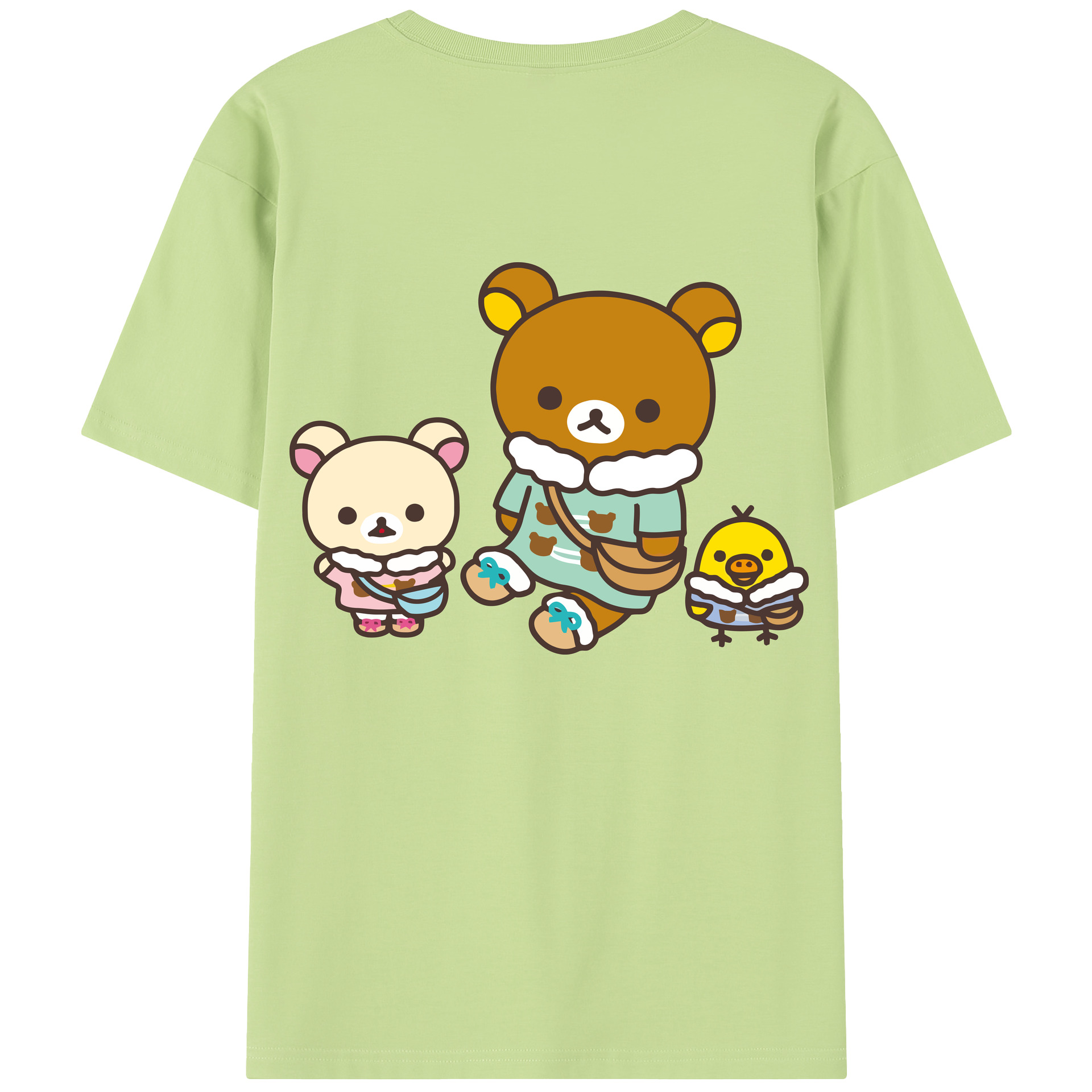 （画像用） リラックマ リラックマ キイロイトリ Rilakkuma Korilakkuma Kiiroitori 綿100％半袖Tシャツ（背面プリント）